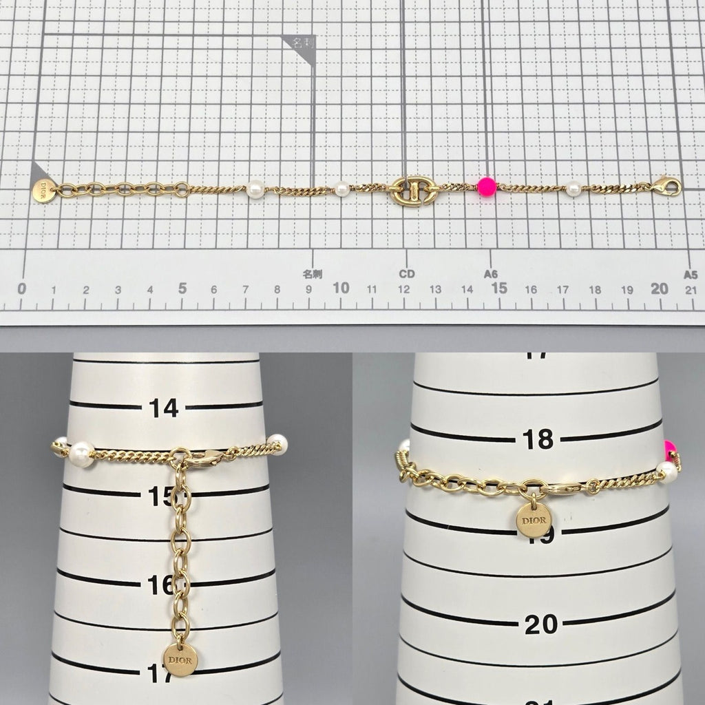 Dior CD Navy Bracelet Resin Pearl Gold — view 6