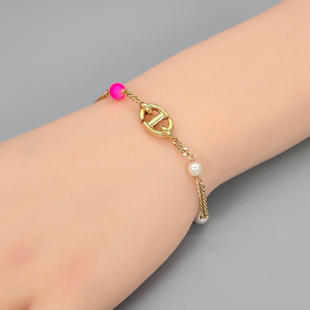 Dior CD Navy Bracelet Resin Pearl Gold — view 7