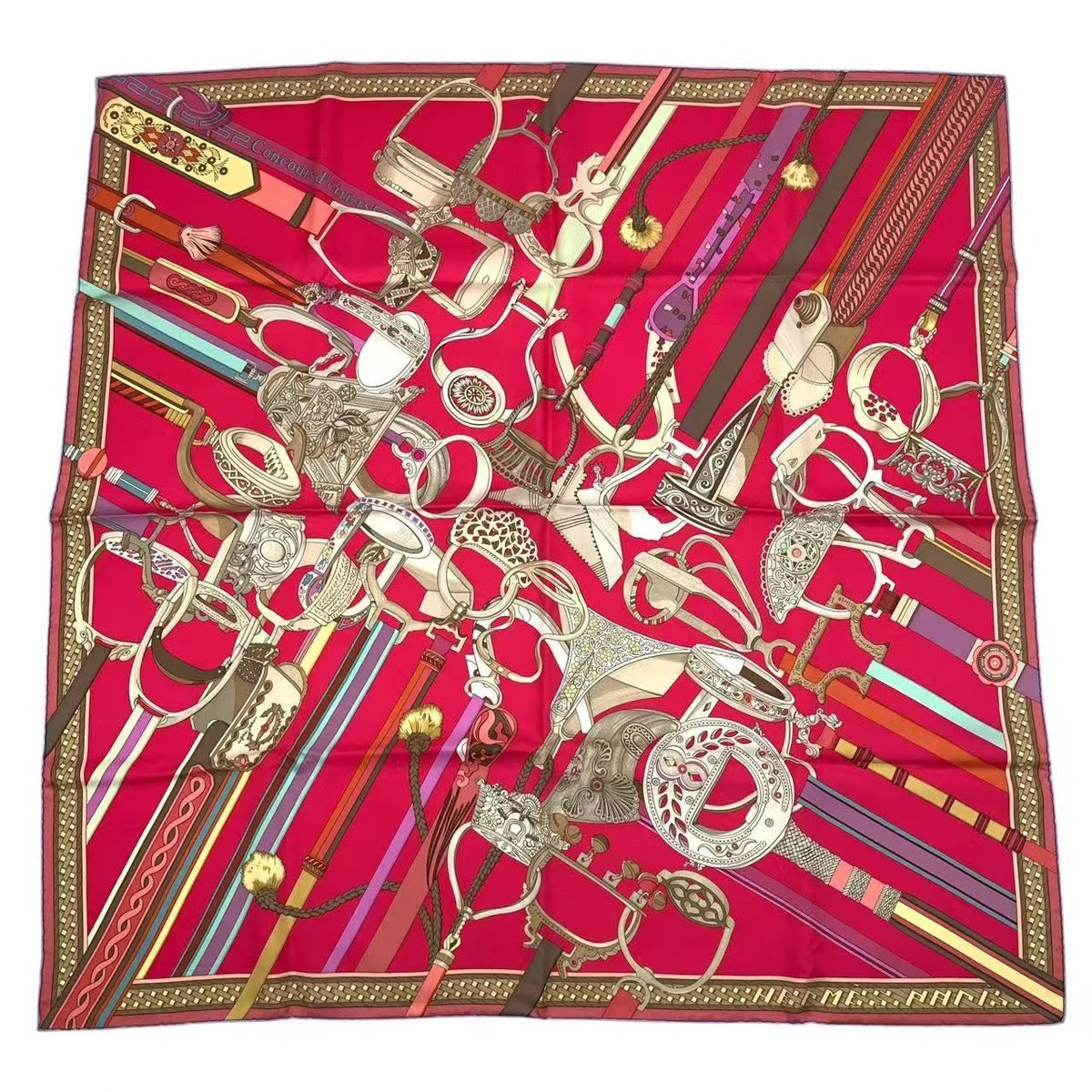 Hermes Carre 90 Scarf Silk Concours D'etriers Pink Box — view 2