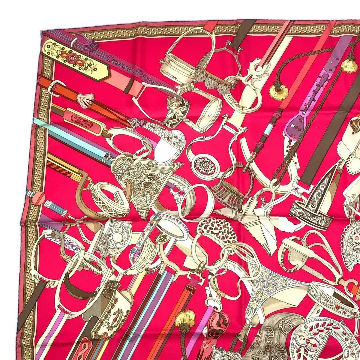 Hermes Carre 90 Scarf Silk Concours D'etriers Pink Box — view 3
