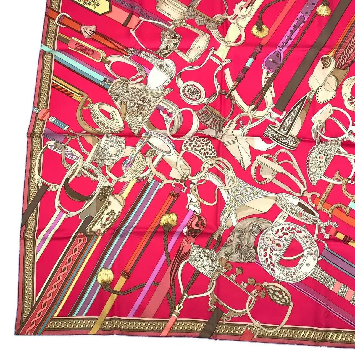 Hermes Carre 90 Scarf Silk Concours D'etriers Pink Box — view 5