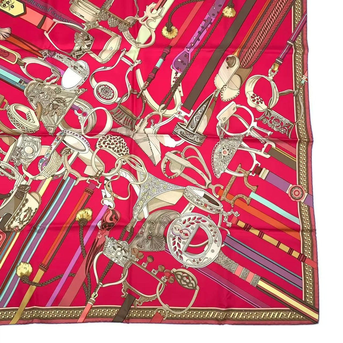 Hermes Carre 90 Scarf Silk Concours D'etriers Pink Box — view 6