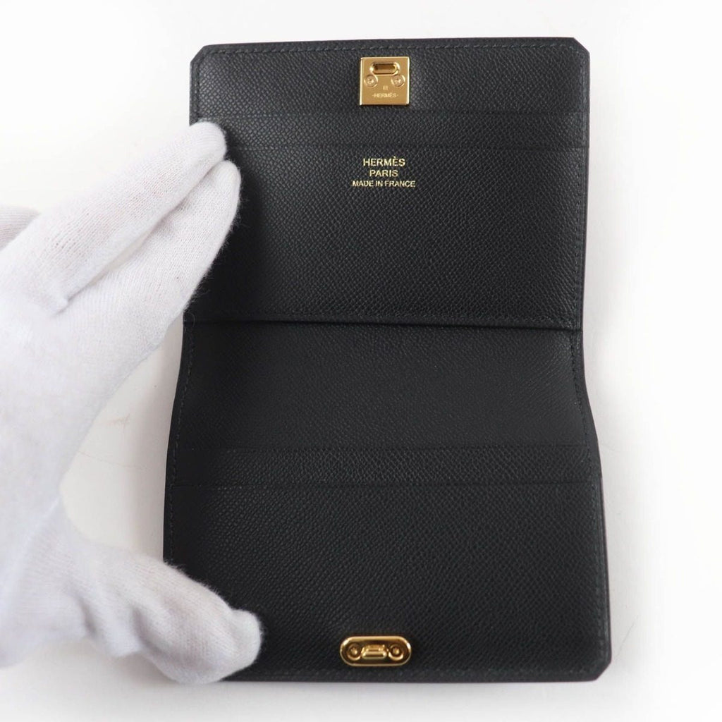 Hermes Medle Card Case Vo Madame Gold Black — view 6