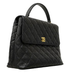 Chanel Handbag Quilted Caviar Leather Black Gold — view 2