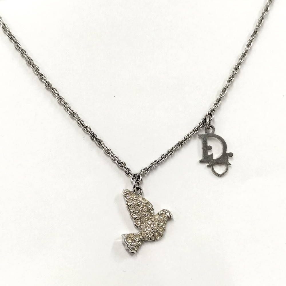 Dior Necklace Bird Rhinestone Silver Plated