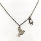 Dior Necklace Bird Rhinestone Silver Plated