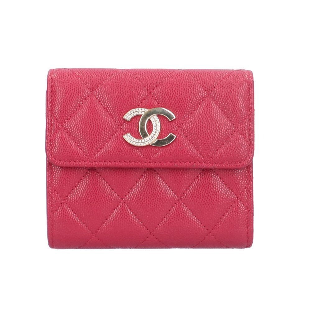 Chanel Quilted Trifold Wallet Caviar Leather