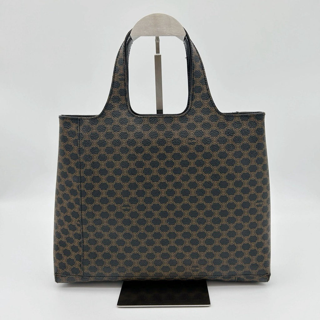 Celine Macadam Blason Logo Handbag Leather Brown Black Gold Triomphe Tote — view 2