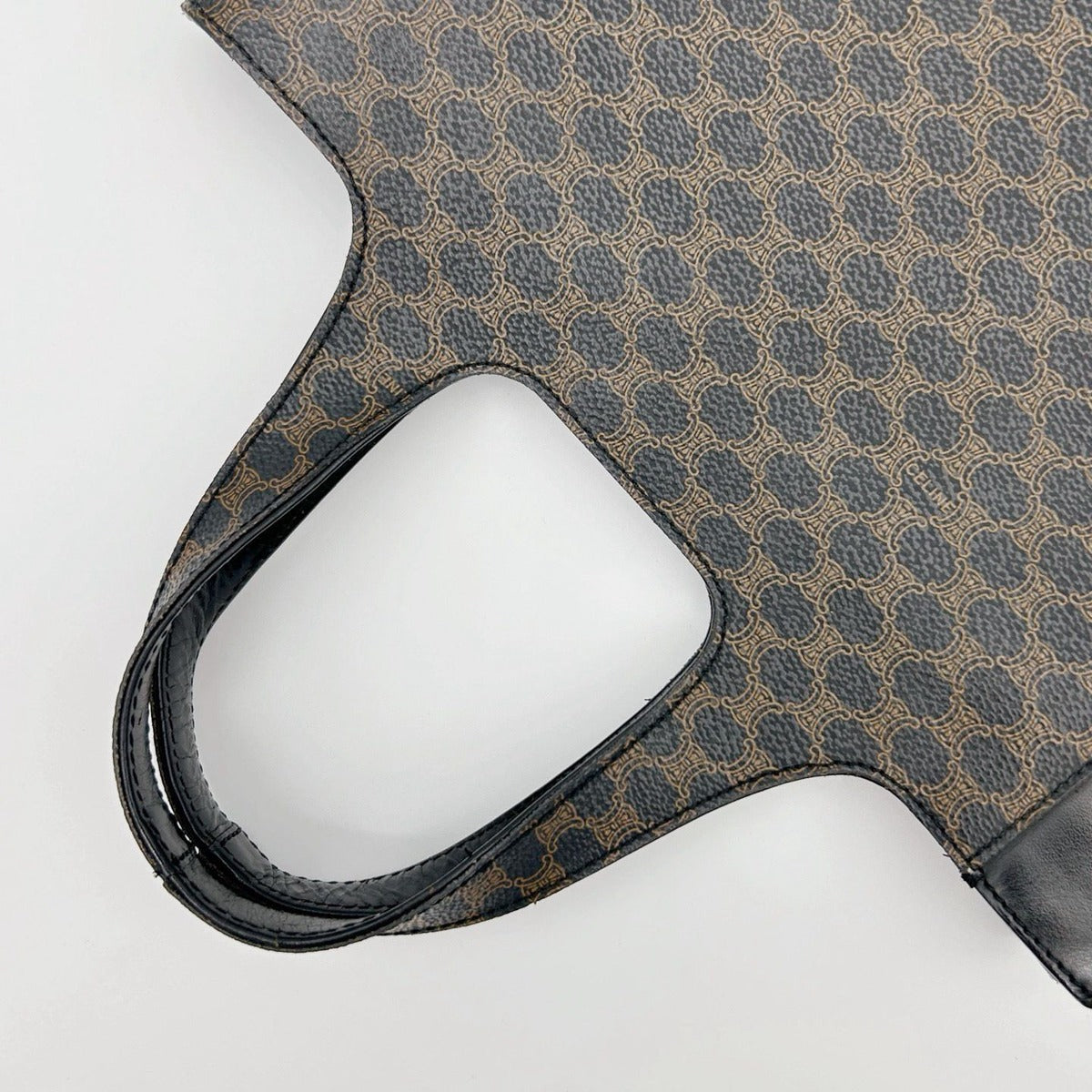 Celine Macadam Blason Logo Handbag Leather Brown Black Gold Triomphe Tote — view 3