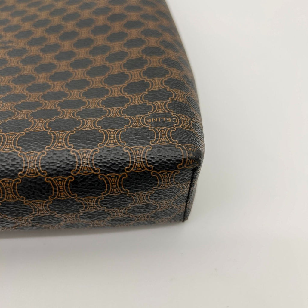 Celine Macadam Blason Logo Handbag Leather Brown Black Gold Triomphe Tote — view 9