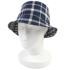 Dior Homme 14 Che923 I134 Cotton Oblique Plaid Reversible Bucket Hat Navy 58