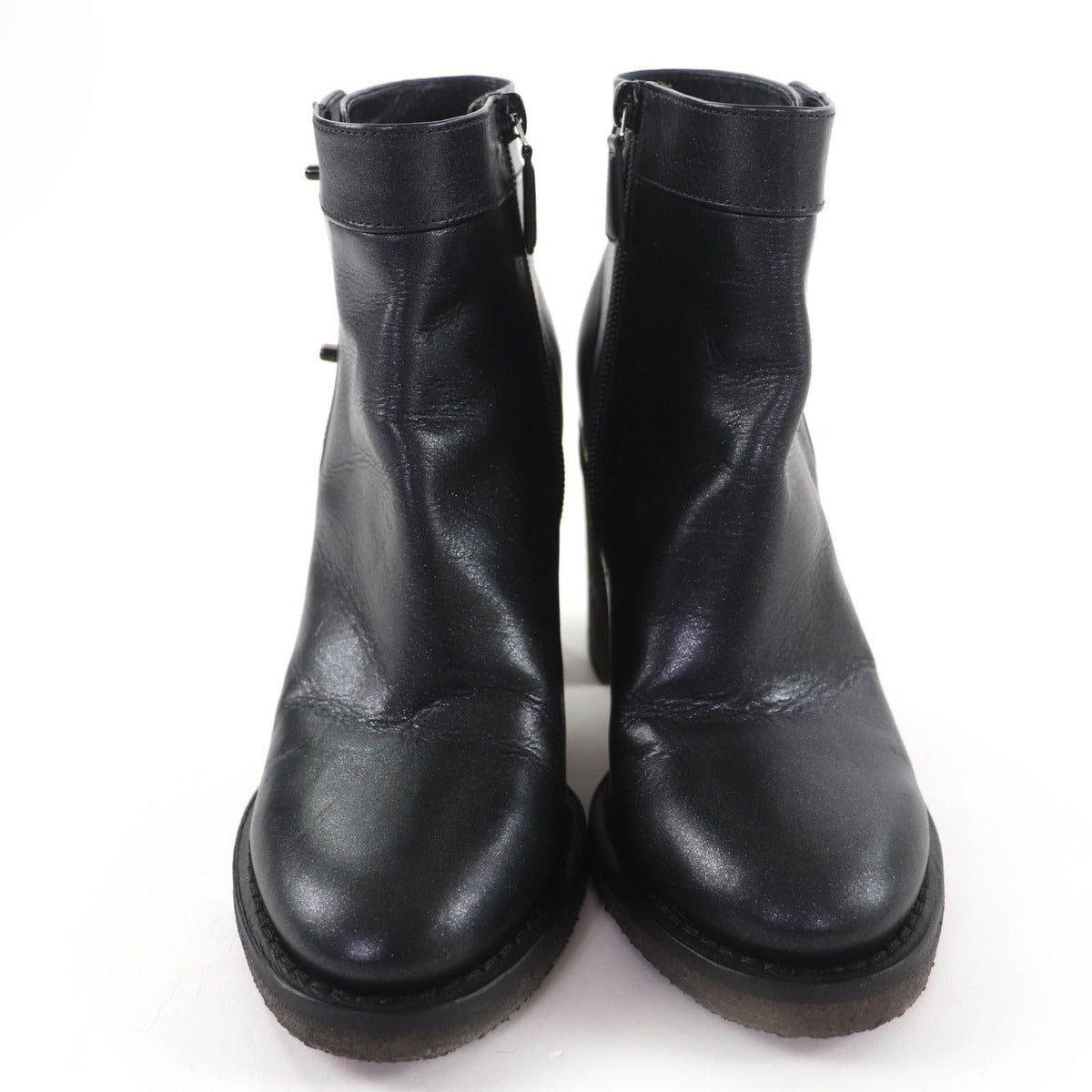 Chanel Double CC Logo Lame Leather Short Boots with Turnlock Black 36 — view 3