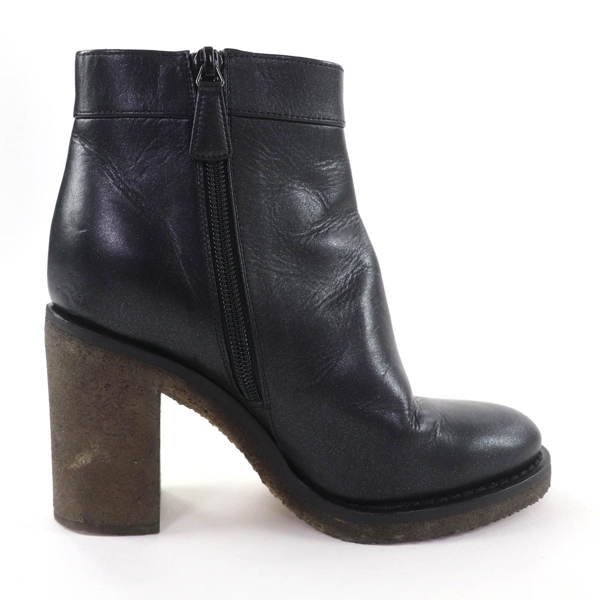 Chanel Double CC Logo Lame Leather Short Boots with Turnlock Black 36 — view 5