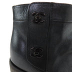 Chanel Double CC Logo Lame Leather Short Boots with Turnlock Black 36 — view 8