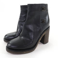 Chanel Double CC Logo Lame Leather Short Boots with Turnlock Black 36