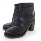 Chanel Double CC Logo Lame Leather Short Boots with Turnlock Black 36