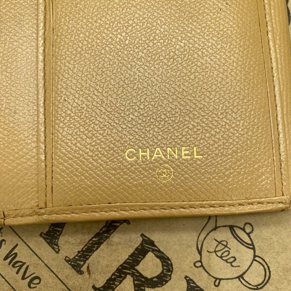 Chanel Wallet Coco Button Hook Bifold Beige Card Billfold — view 5