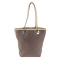 Gucci GG Canvas Leather Handbag Tote Brown