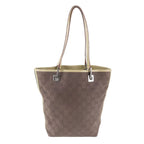 Gucci GG Canvas Leather Handbag Tote Brown