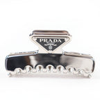 Prada Triangle Logo Hair Clip Vance Silver
