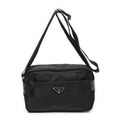 Prada Front Zip Camera Crossbody Black Nylon Canvas