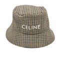 Celine Hat Wool Brown Logo Houndstooth Bucket