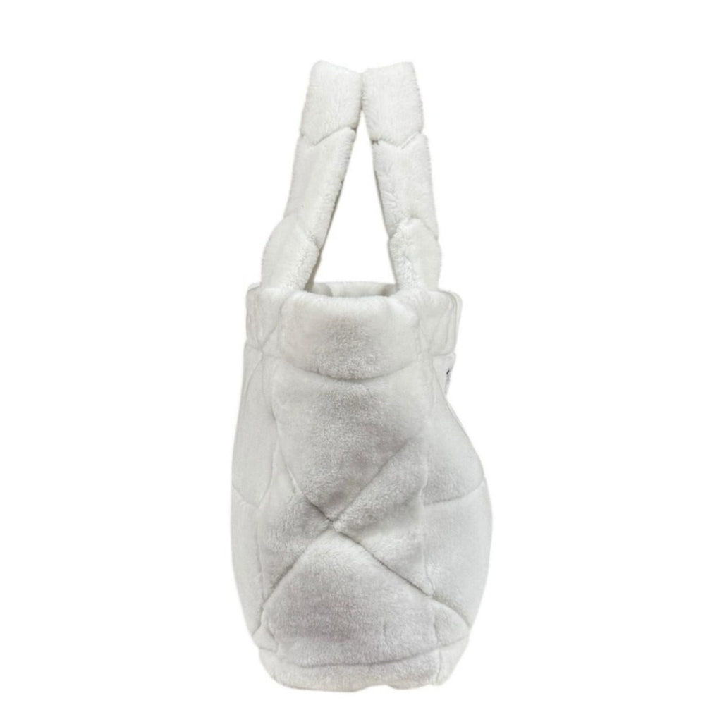 Prada Quilt Shearling Tote Mouton White — view 4