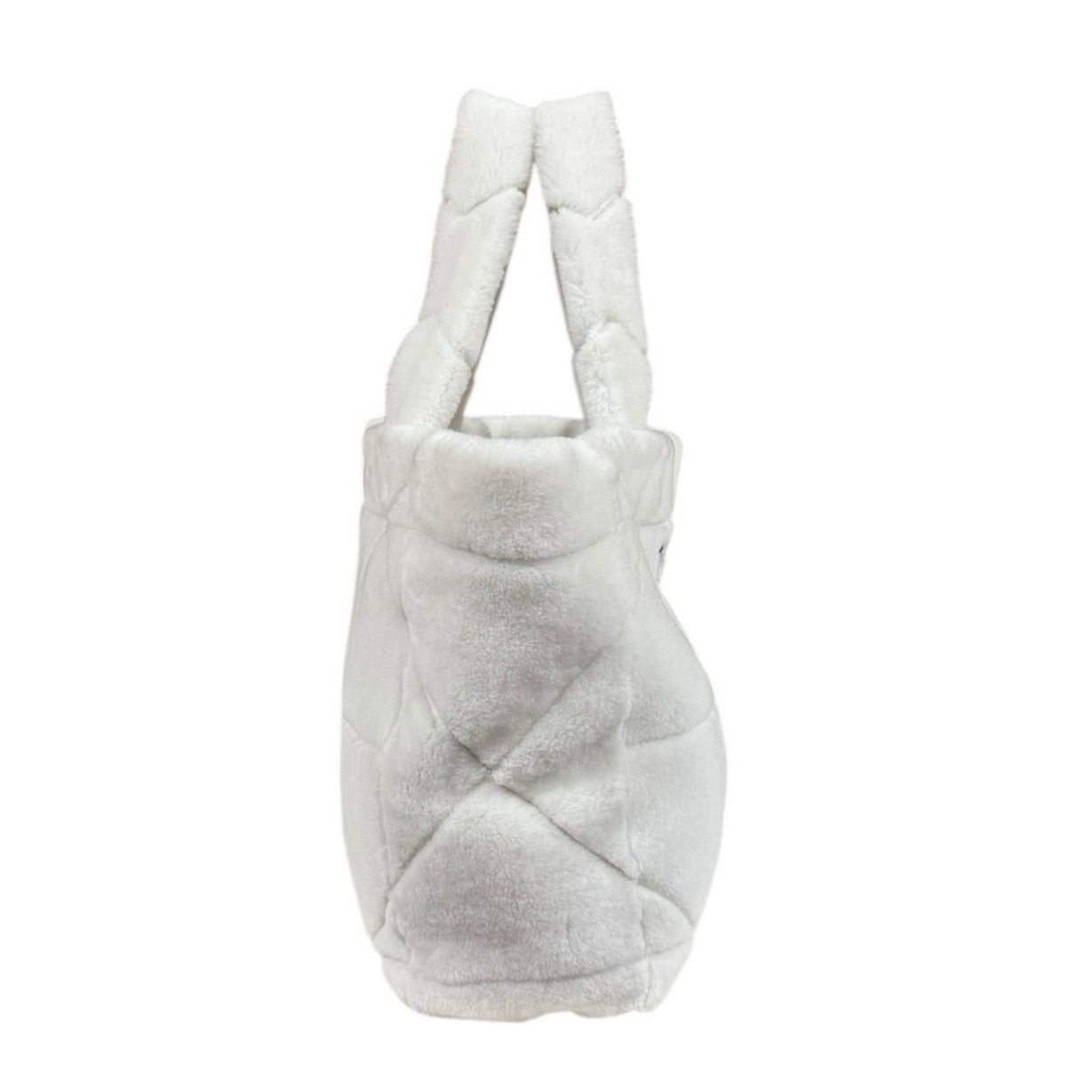 Prada Quilt Shearling Tote Mouton White — view 4