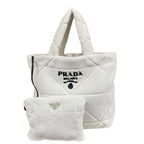 Prada Quilt Shearling Tote Mouton White