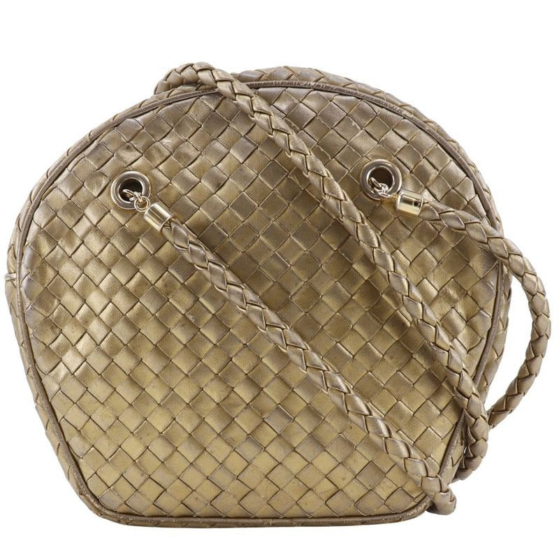 Bottega Veneta Intrecciato Calf Gold Shoulder Bag