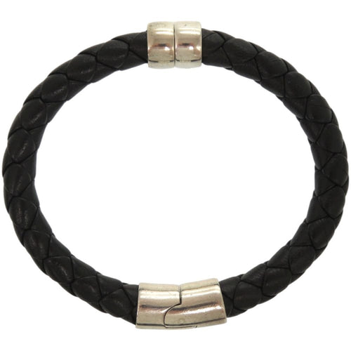 Bottega Veneta Intrecciato Leather Black Bracelet