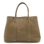 Hermes Garden Party PM Tote Handbag Negonda Leather Etoupe Glazed Silver