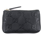 Gucci Leather GG Emblem Key Pouch Coin Case Black Gold Box Stora — view 3