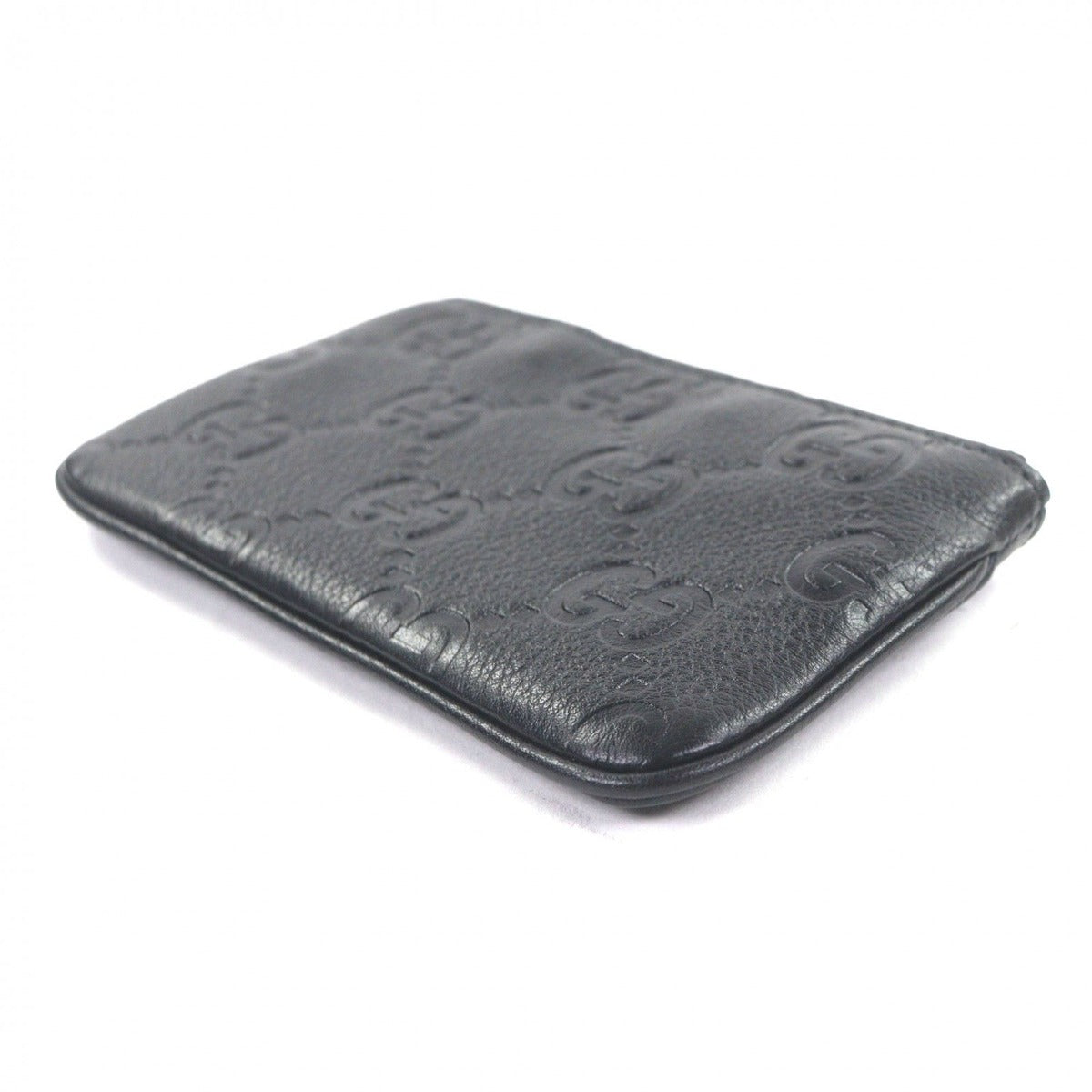 Gucci Leather GG Emblem Key Pouch Coin Case Black Gold Box Stora — view 4