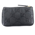 Gucci Leather GG Emblem Key Pouch Coin Case Black Gold Box Stora