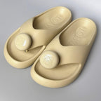 Loewe Bubble Form Slide Sandals Thong Beige
