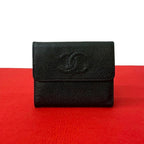 Chanel Vintage Coco Mark Caviar Leather Trifold