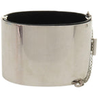 Celine Manchette Metal Leather Silver Bangle