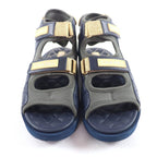 Chanel CC Logo Quilted Velcro Fabric Leather Sandals Khaki Navy 39 — view 4