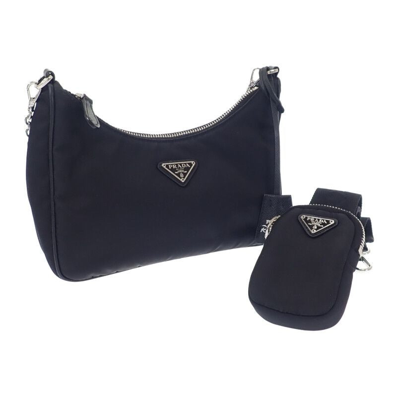 Prada Re-edition 2005 Shoulder Bag Handbag 1 Bh204 2-Way Nylon Black Silver