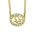 Christian Dior GP Rhinestone Logo Oval Necklace