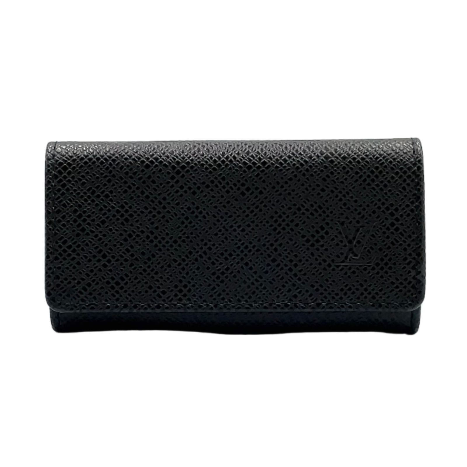 Louis Vuitton Multicles 4 Taiga Ardoise Leather Black 4 Key Case Silver