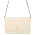 Chanel Chevron Caviar Leather Chain Wallet