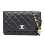 Chanel Chain Wallet Shoulder Bag Quilted Black Leather Coco — view 2