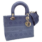 Dior Cannage Lady D-Lite Medium Bag Denim Navy Bu
