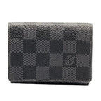 Louis Vuitton Graphic Business Card Case with Initials Leather Black Silver