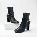 Louis Vuitton Silhouette Line Boots Short Shoes Leather Black Gold Logo