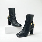 Louis Vuitton Silhouette Line Boots Short Shoes Leather Black Gold Logo