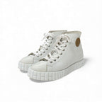 Hermes Climb Sneakers Shoes Leather White Exlibris High Cut
