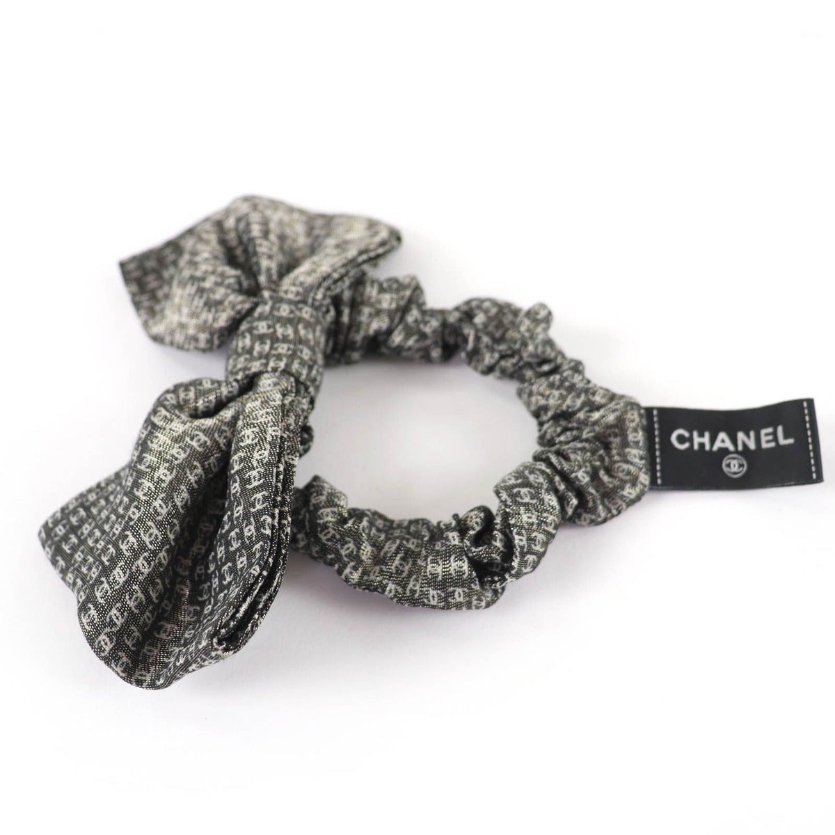 Chanel Silk Metiers D'art Collection CC Logo Ribbon Scrunchie Hair — view 2